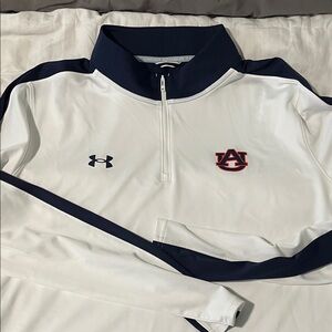 Under Armour White and Navy Zip Pullover
